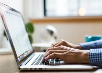 Man using his laptop