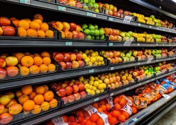 Fruit display in supermarket