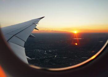 Sunset seen from a plane