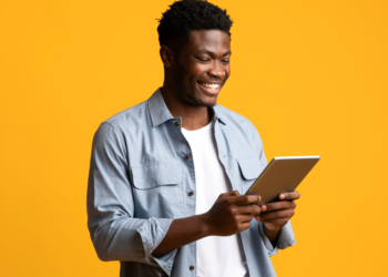 Man working on his tablet