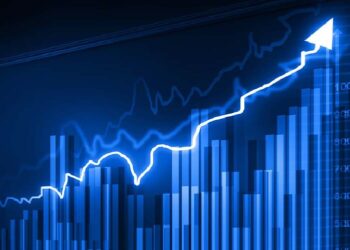 Blue Stock Chart with a rose Arrow | FintechZoom