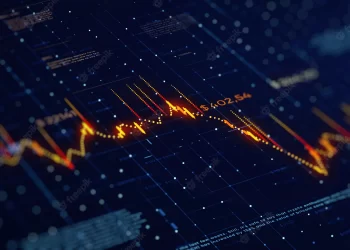 Orange Stock Chart over blue background | FintechZoom