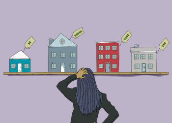 Woman looking for different home sizes Illustration | FintechZoom