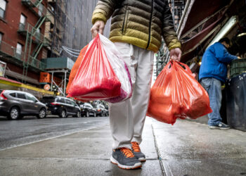 A pedestrian carries plastic shopping bags | FintechZoom