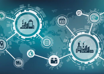 Conceptual image of supply chain management represented through icons and network diagrams. Various icons include a factory, calendar, speech bubbles, truck, clipboard, stopwatch, package, and a world map in the background. The Meesho Seller panel connects these elements through circular graphics. | FintechZoom