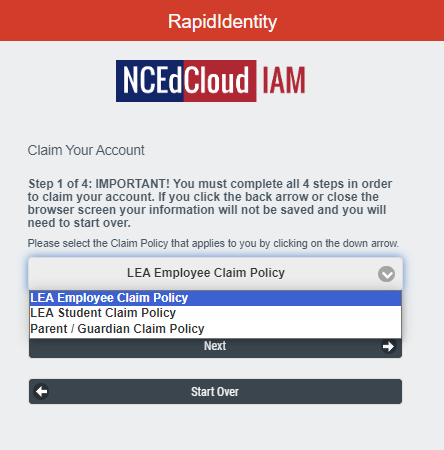 Select "Student Claim Policy" - NCEdCloud Account | FintechZoom