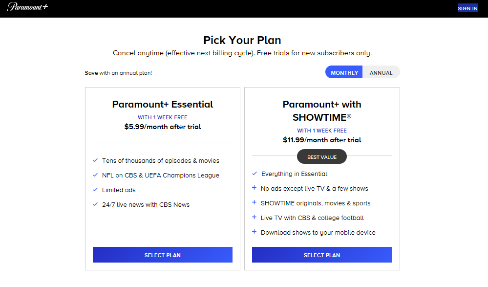 Paramount Plus offers two main subscription plans | FintechZoom