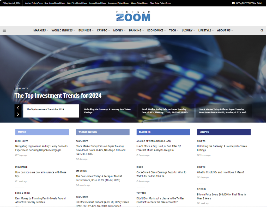 FintechZoom Official Website Homepage