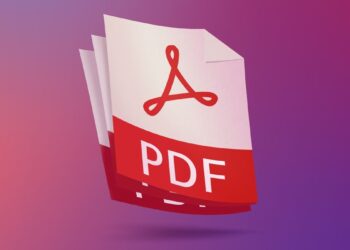 Illustration of a stack of three sheets of paper, with the top sheet featuring the Adobe Acrobat PDF logo on a gradient pink and purple background. The sheets behind are partially visible, emphasizing PDF tasks and creating a layered effect. | FintechZoom