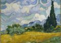 A vibrant impressionist landscape reminiscent of popular van Gogh paintings features swirling clouds, rolling hills, and a tall cypress tree. In the foreground, a golden wheat field and lush green trees create a vivid contrast with the dynamic sky. | FintechZoom